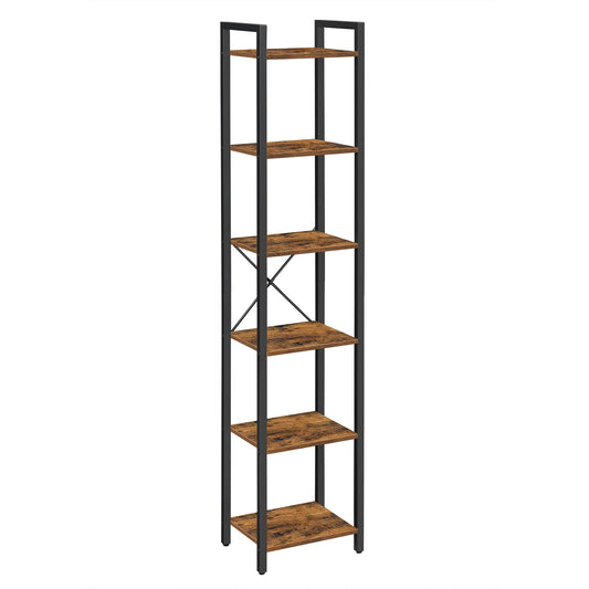 Étagère Haute à 6 Niveaux, bibliothèque avec Cadre en Acier