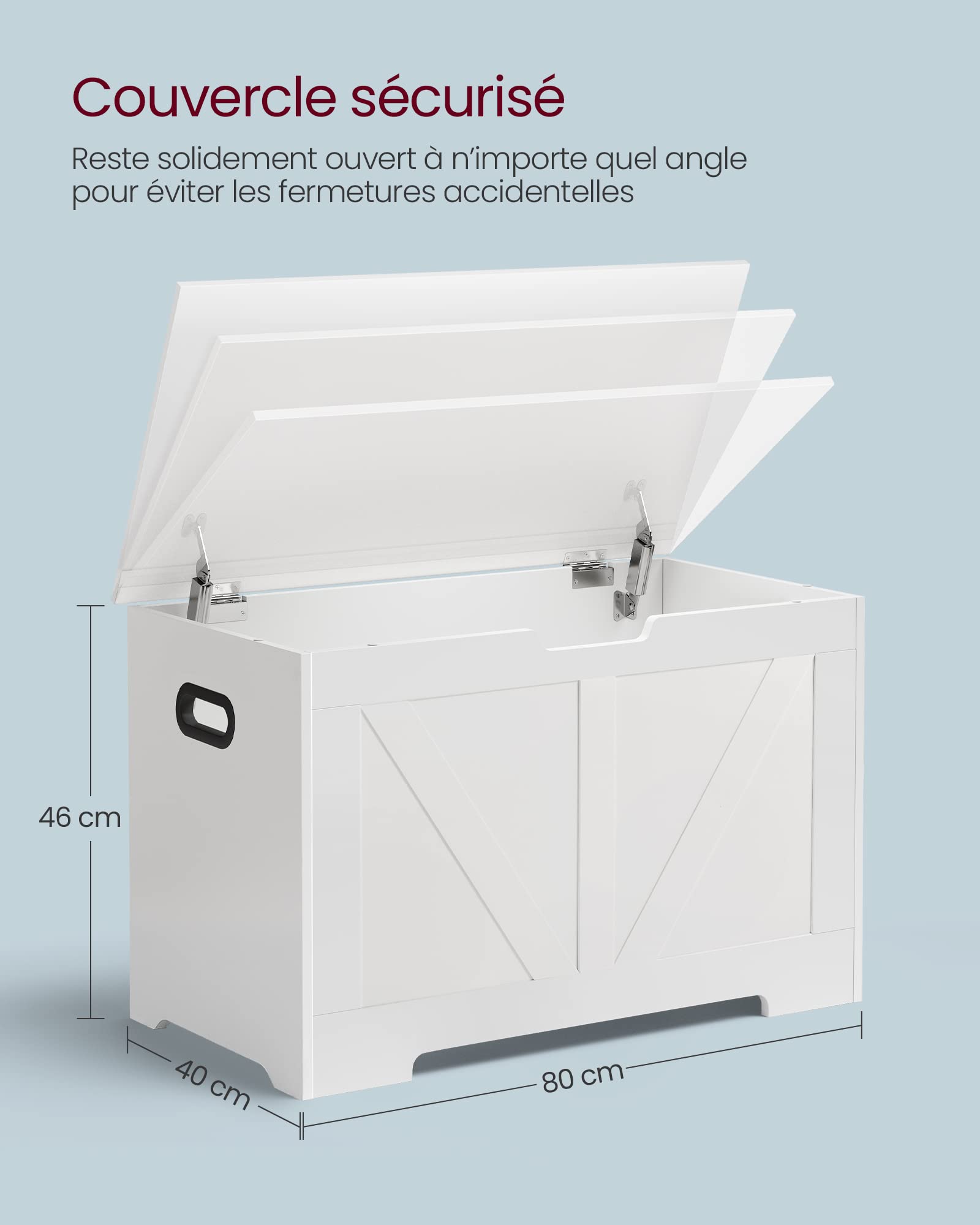 Coffre de Rangement, Banc Chaussures, Meuble Entrée, avec 2 Charnières de Sécurité