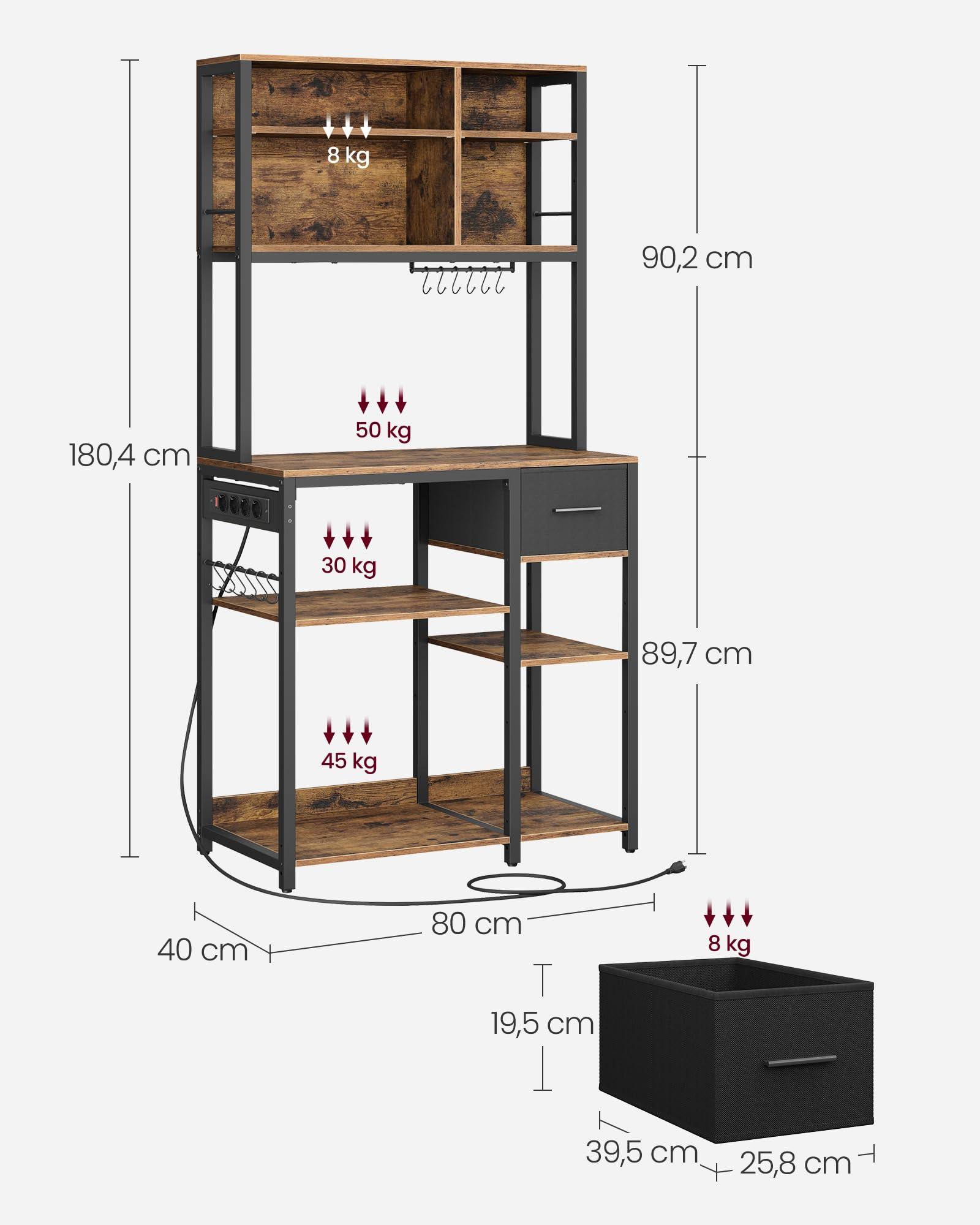 Étagère de Cuisine avec Multiprise