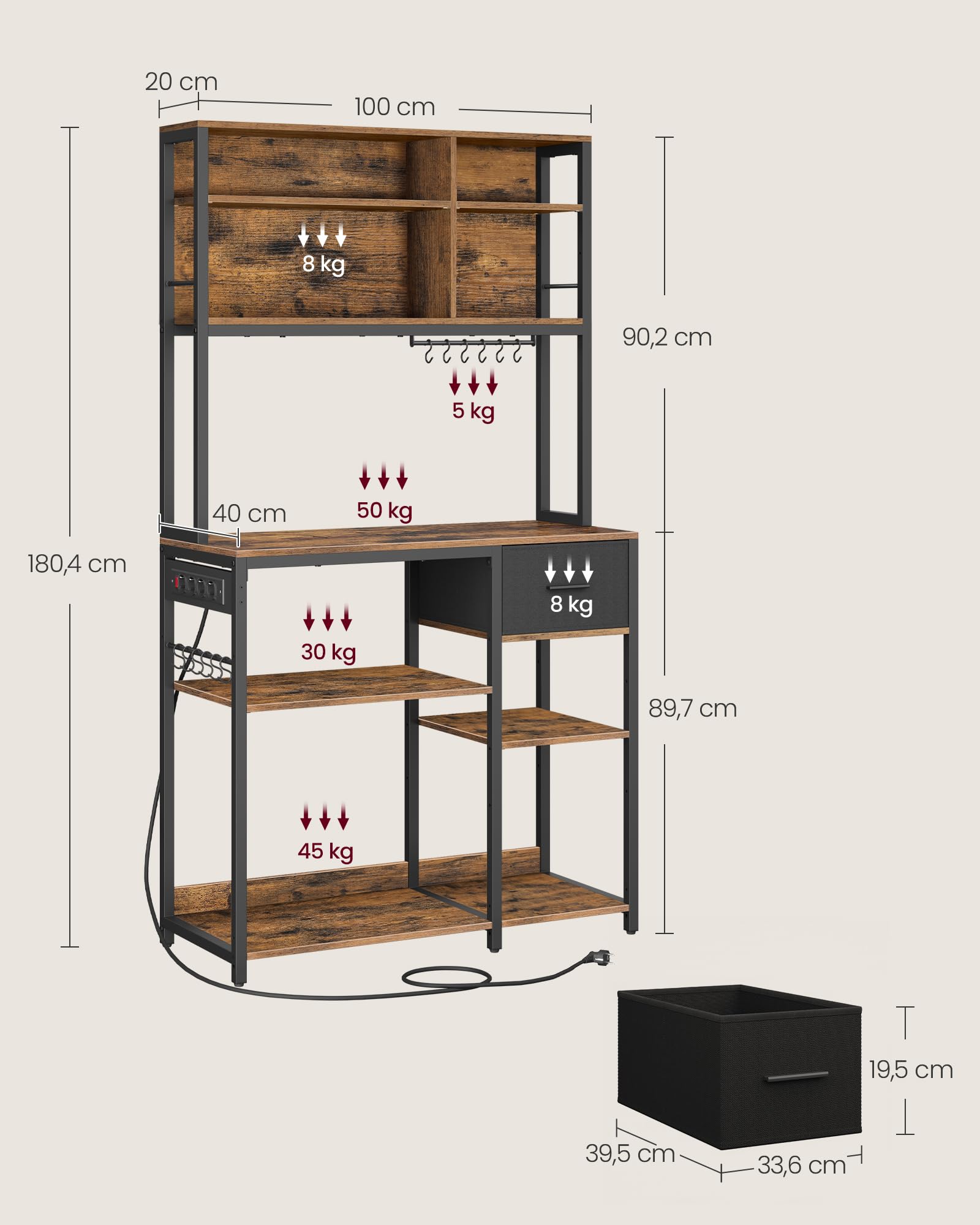 Étagère de Cuisine avec Multiprise