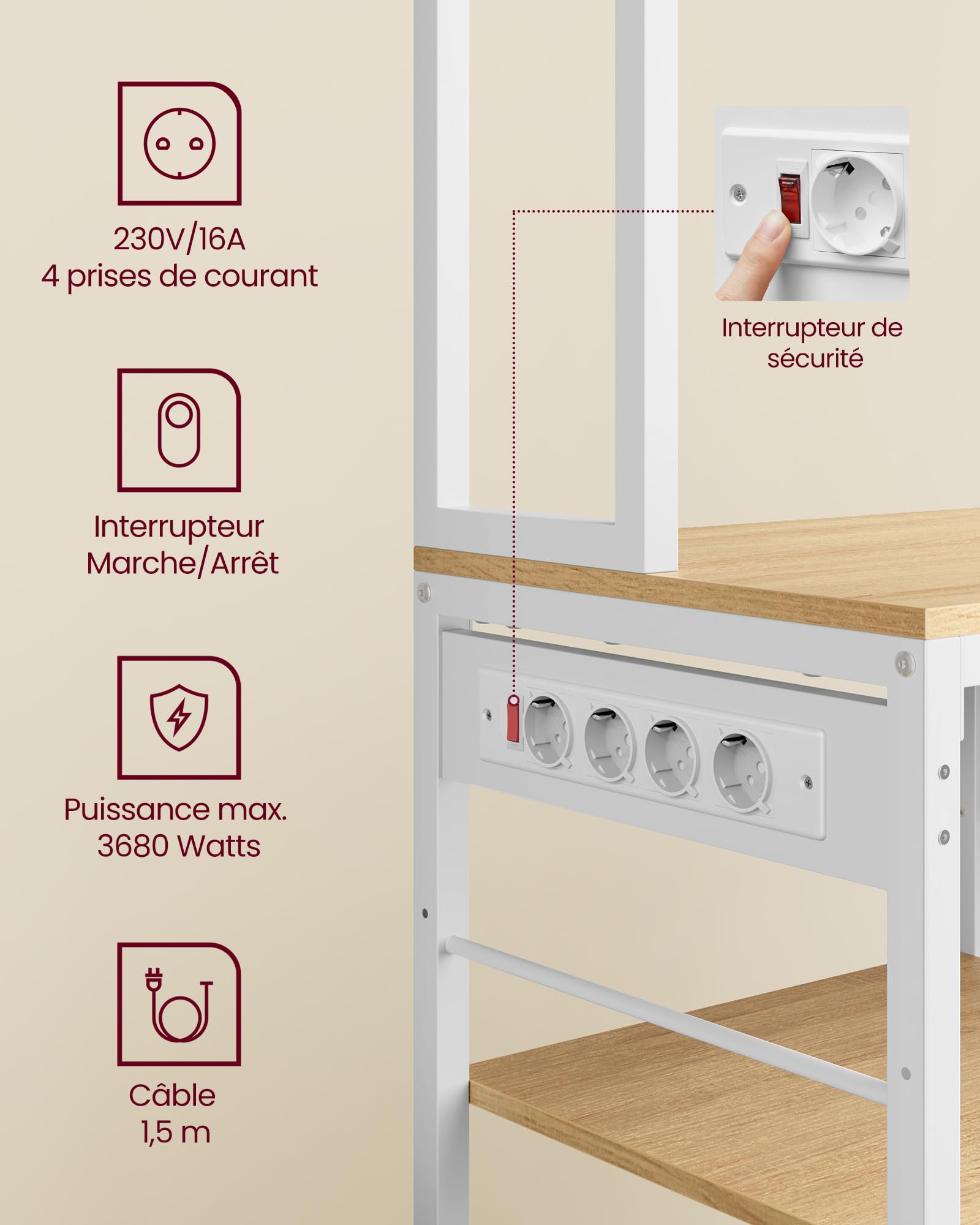 Étagère de Cuisine avec Multiprise